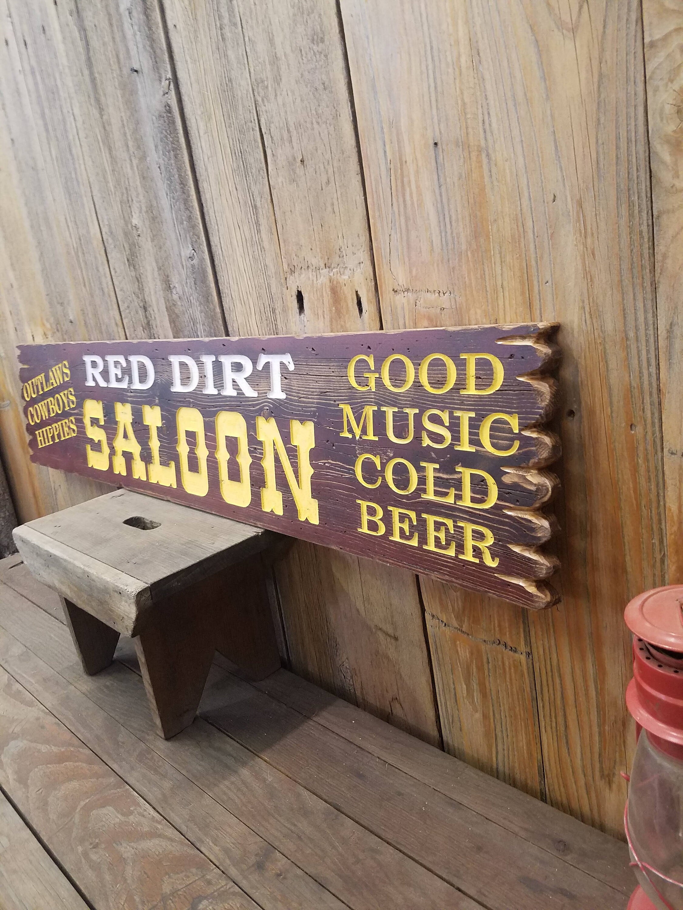 RED DIRT SALOON/Carved/Rustic/Wood/Sign/Western/décor/Ranch/Old West