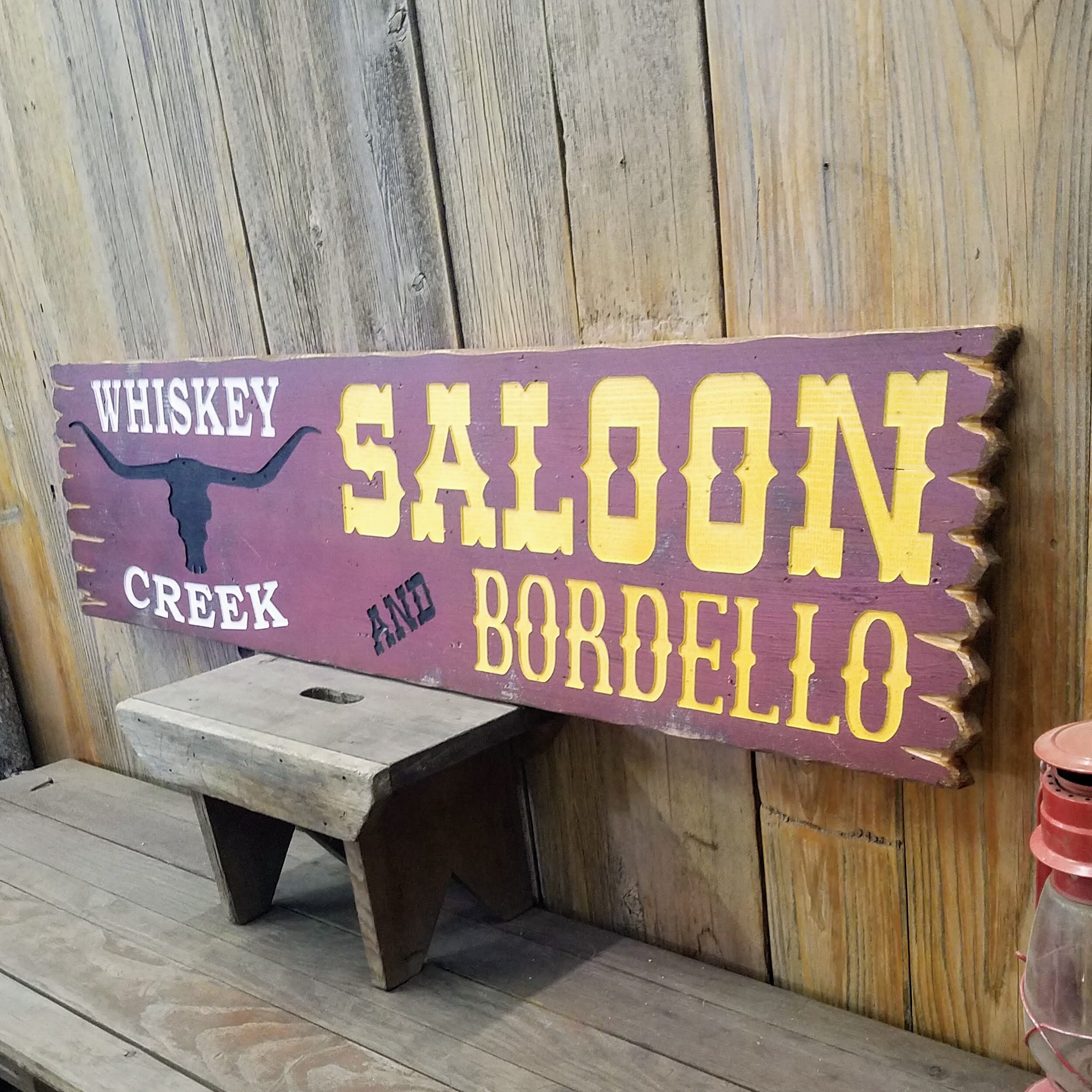 Whiskey Creek Saloon and Bordello/Carved/Rustic/Wood/Sign/Western/Décor