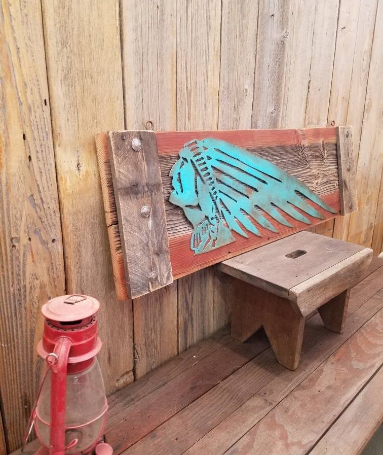 Native American Art Piece/Rustic Wood Sign/Vintage Inspired/Cabin/Home