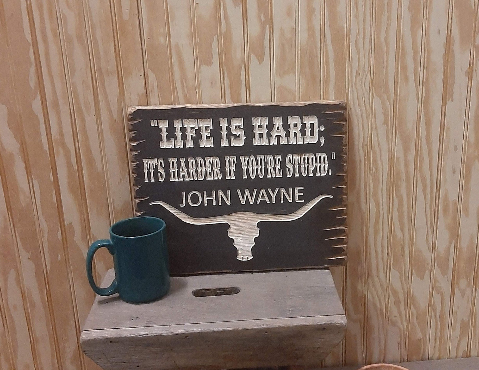 John Wayne Reclaimed Wood Sign John Wayne Reclaimed Wood Sign