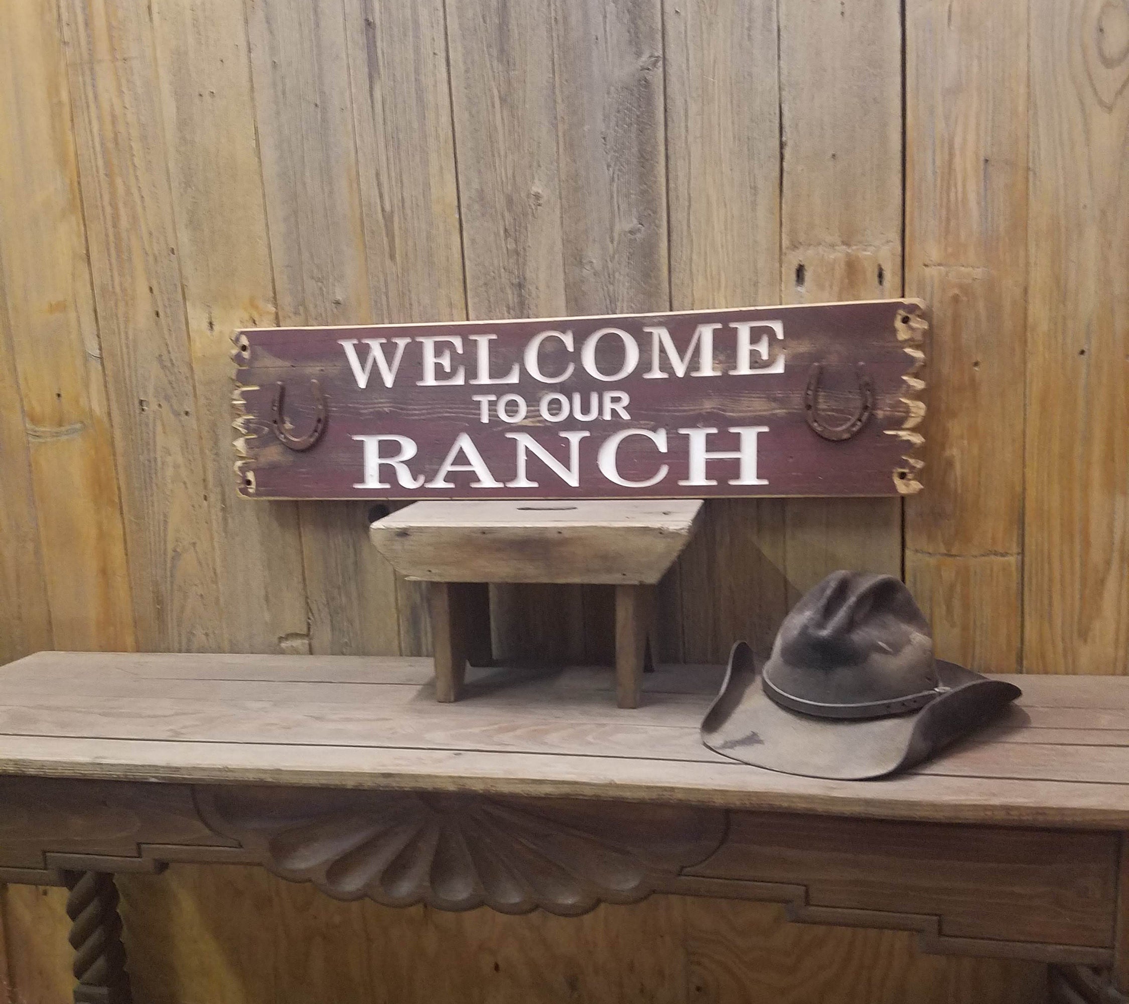 to our RANCH Rustic Carved Wood Sign, Western décor, Bunk House