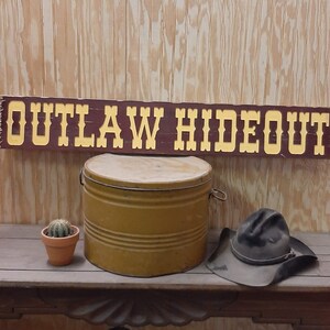 OUTLAW Hideout/rustic/carved/wood/sign/western/décor/bar/cabin/cowboys ...