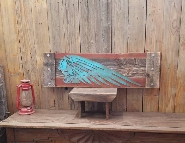 Native American Art Piece/Rustic Wood Sign/Vintage Inspired/Cabin/Home