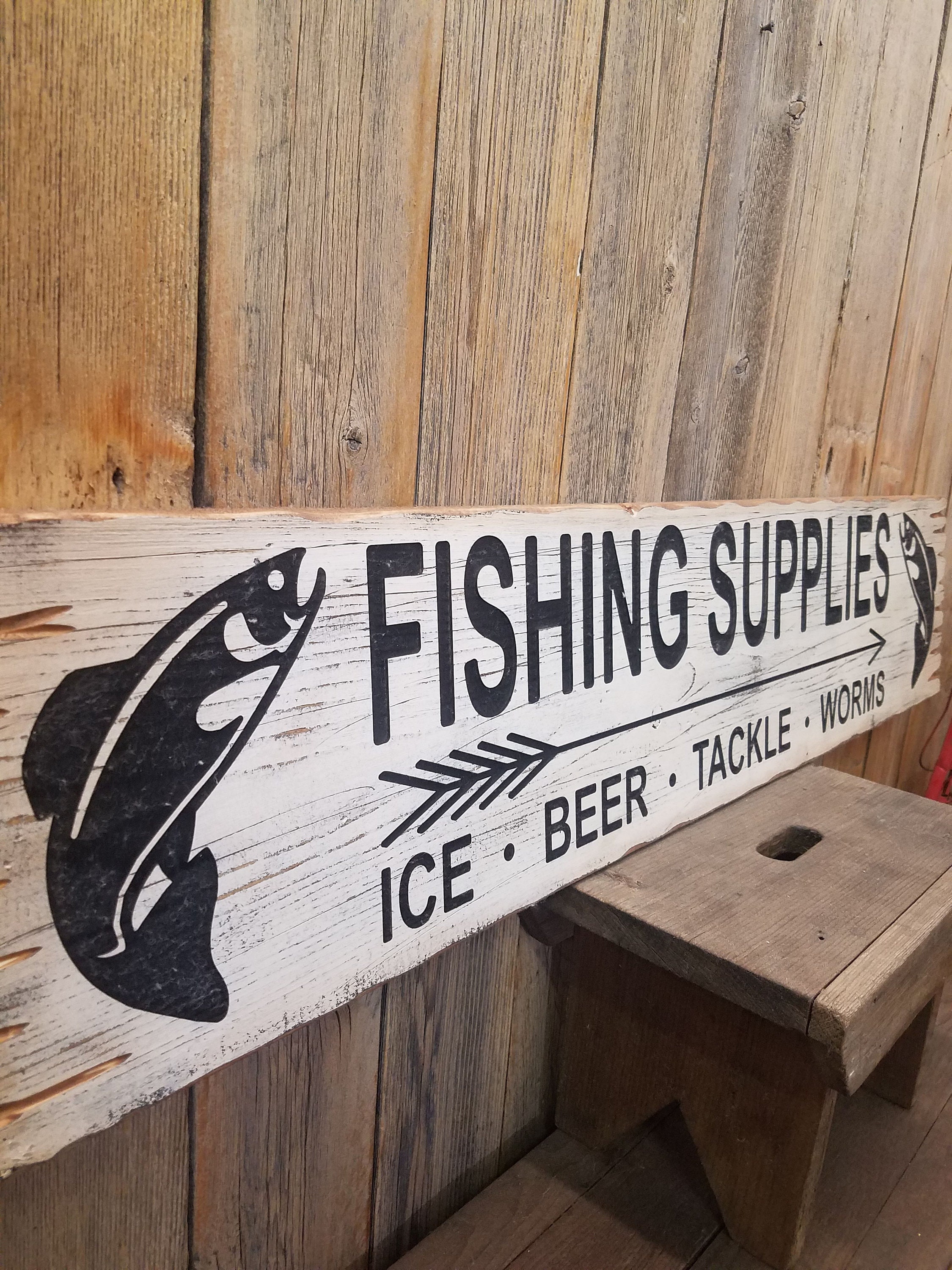 FISHING SUPPLIES Ice Beer T W/C/R/Wood/Sign/C/décor/L US 51.60