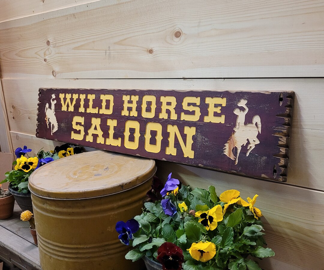 WILD HORSE Saloon/rustic/carved/wood Sign/ranch Etsy