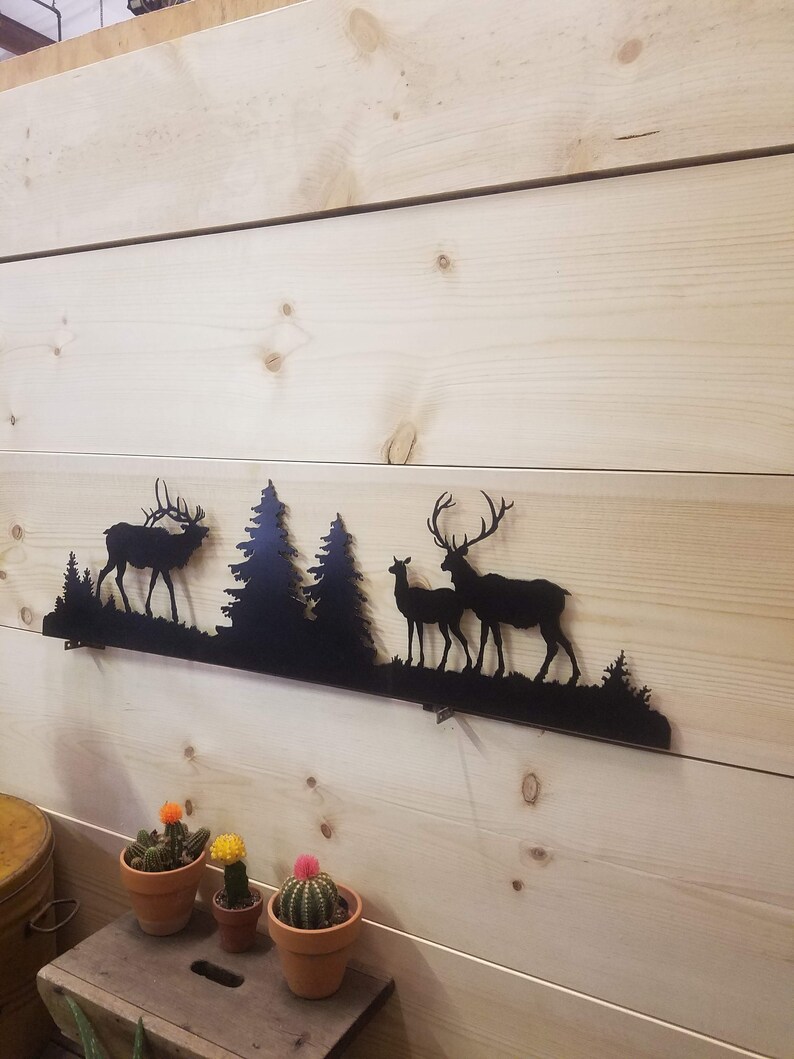 METAL ELK Scene/Large/Cabin/lodge/Home/Sign/decor Etsy