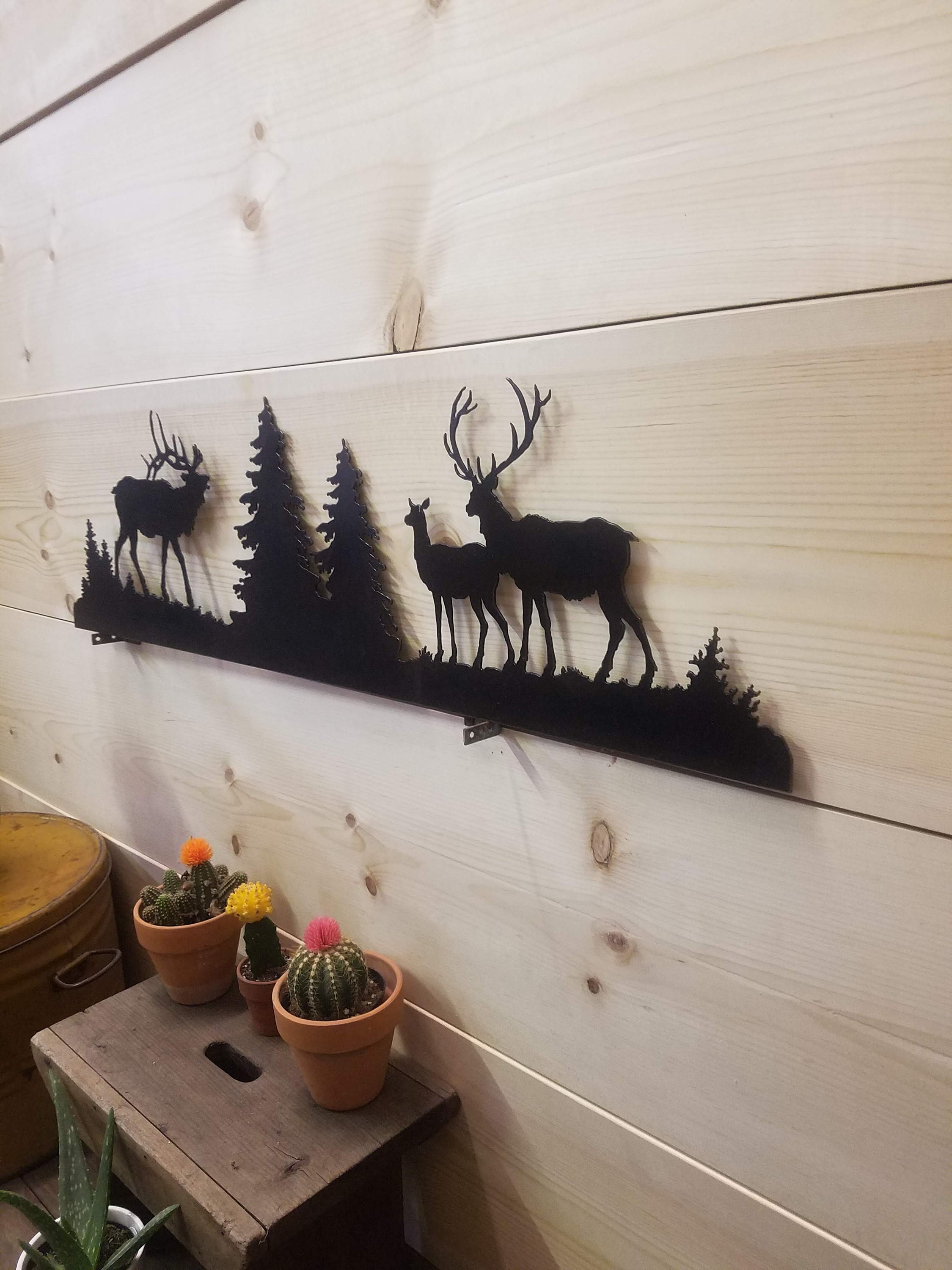 METAL ELK Scene/Large/Cabin/lodge/Home/Sign/decor