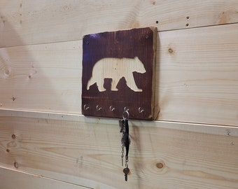 Bear Key Holder/Hat Rack/Pet Leash Holder/Rustic Carved Wood/RV/Décor/Home/Cabin