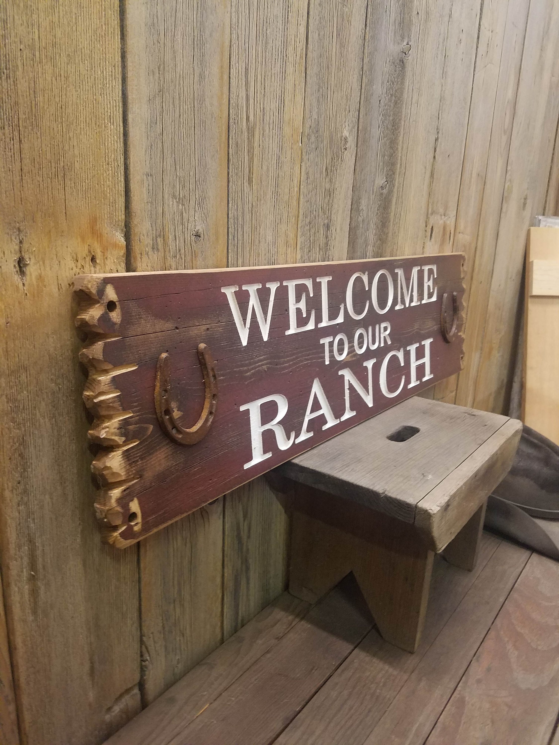 to our RANCH Rustic Carved Wood Sign, Western décor, Bunk House