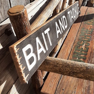 BAIT AND TACKLE Rustic Engraved Wood Sign, Marina, Boat Dock, Décor ...