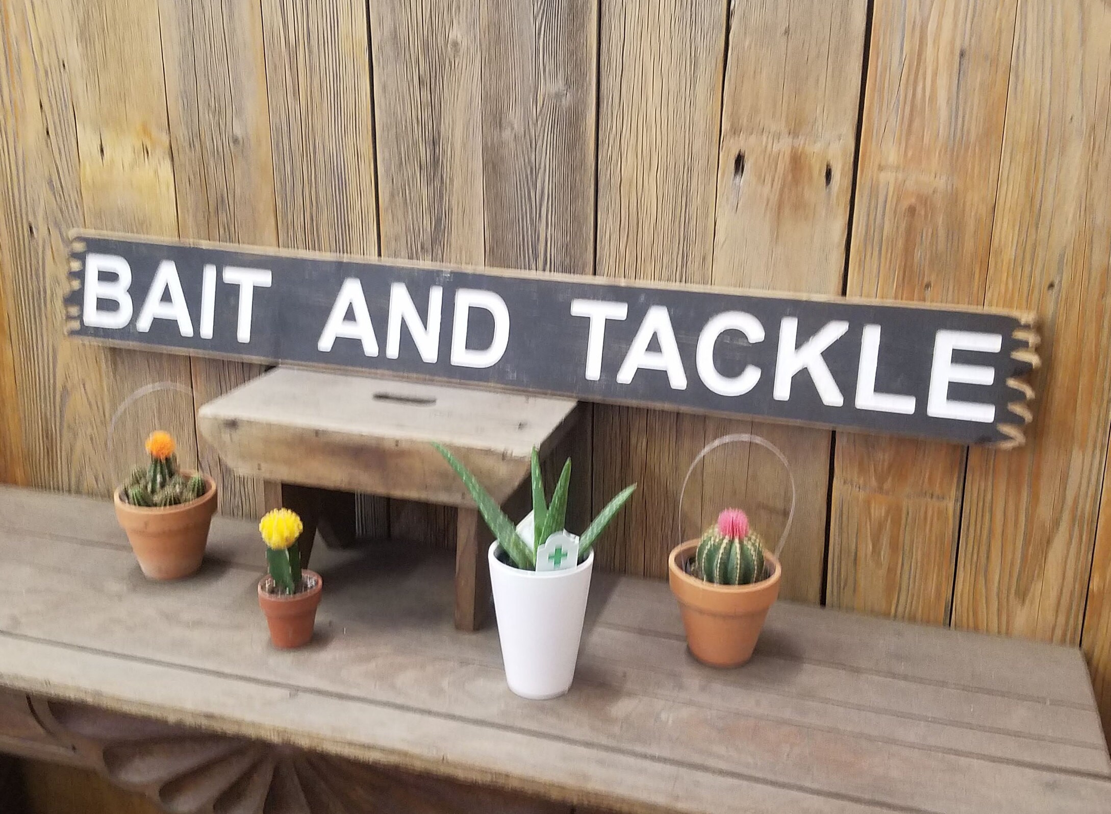 BAIT AND TACKLE Rustic Engraved Wood Sign, Marina, Boat Dock, décor