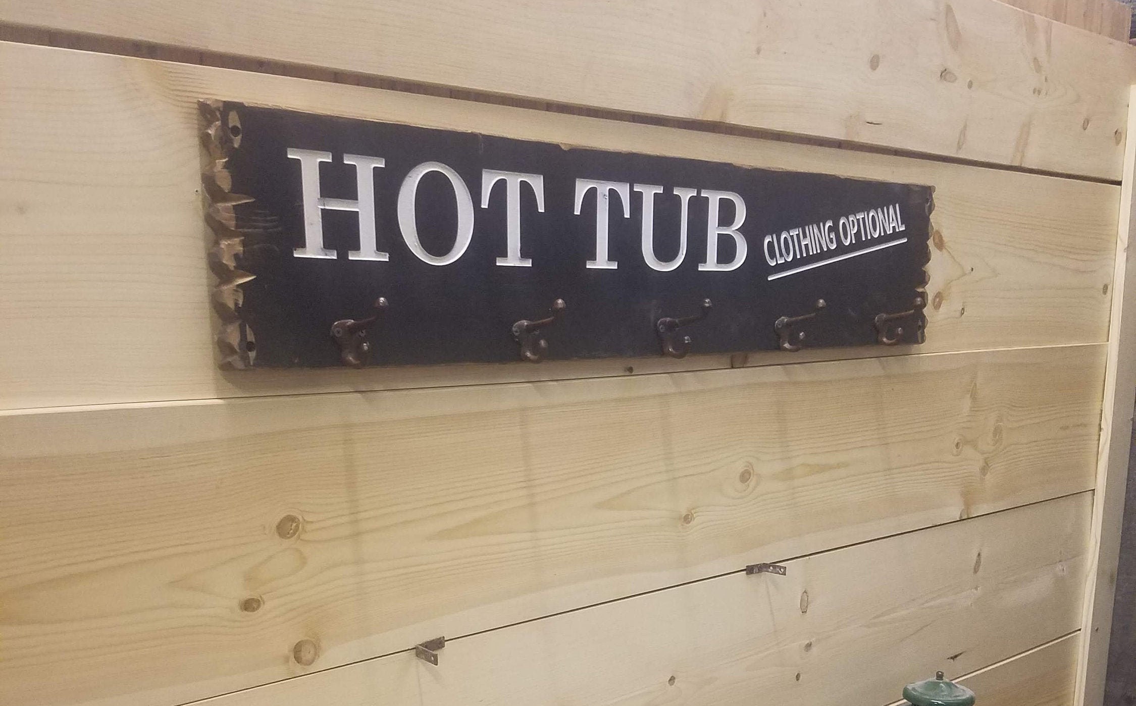 HOT TUB Clothing Optional Towel Rack Rustic Carved Wood Etsy