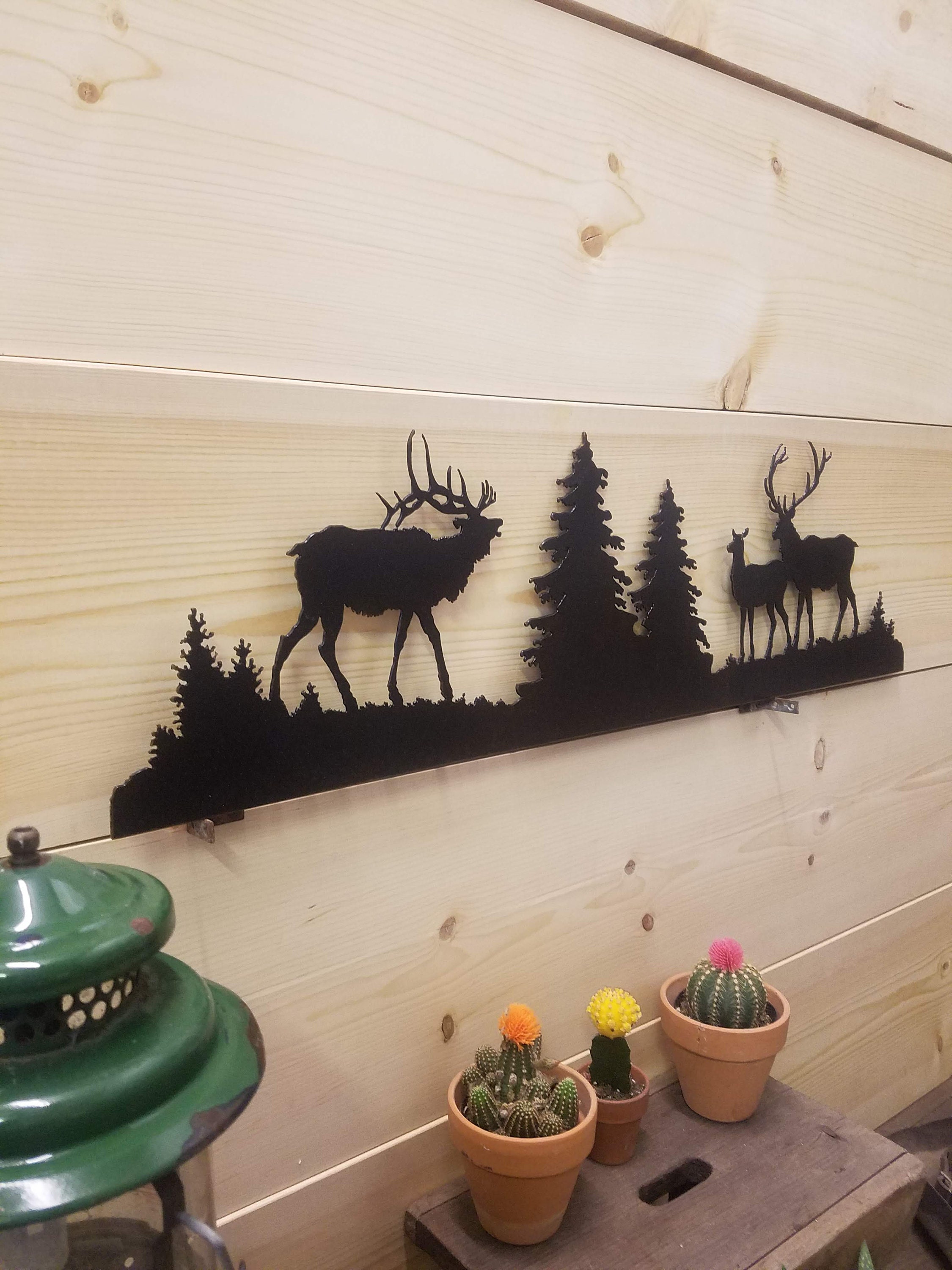 METAL ELK Scene/Large/Cabin/lodge/Home/Sign/decor