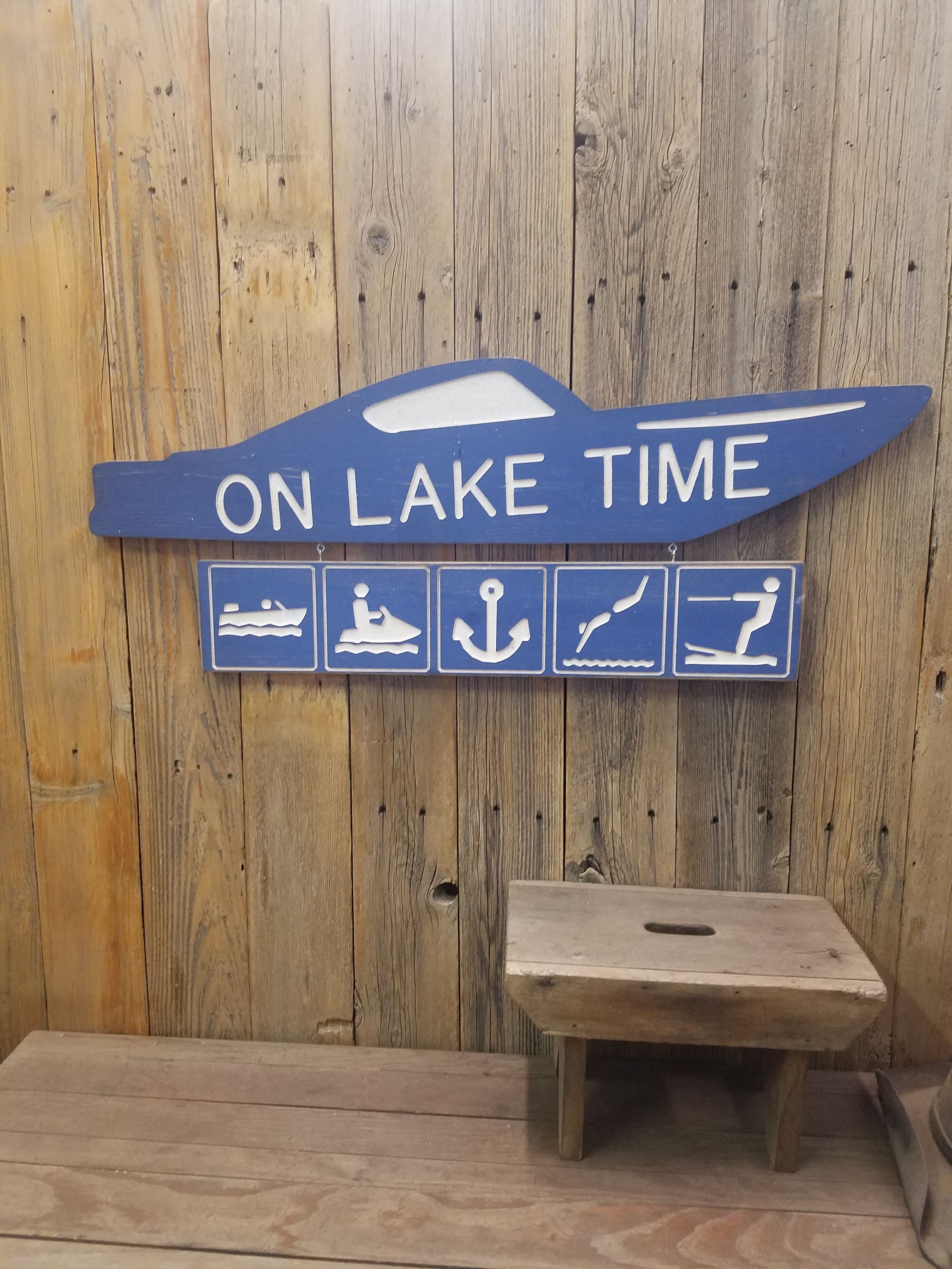 On Lake Time Engraved Wood Sign, Lake House sign, Boat Dock, Marina