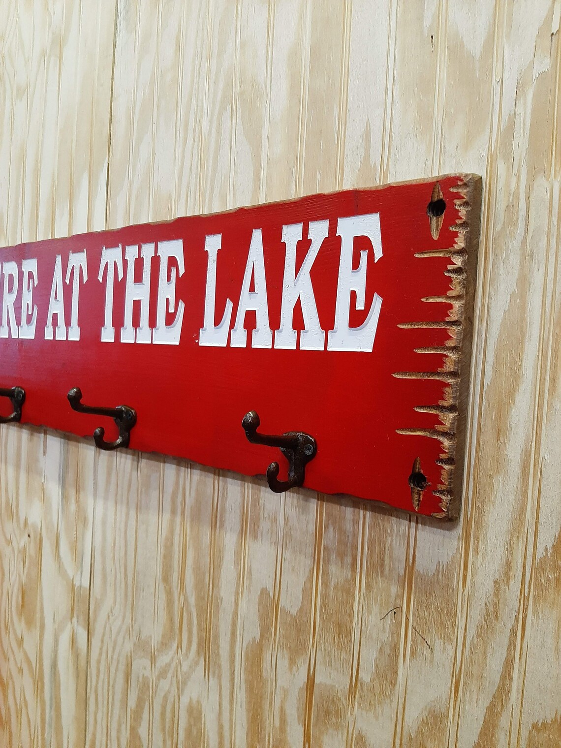 LAKE Towel Rack/rustic Carved Wood Sign/boat Etsy