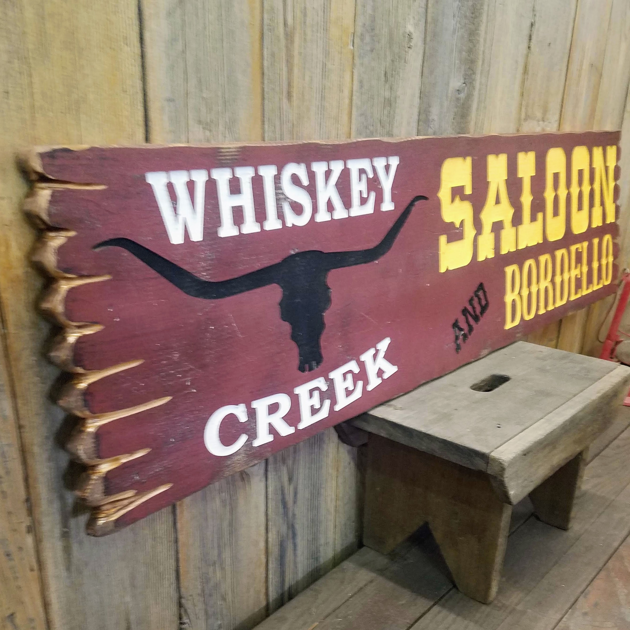 Whiskey Creek Saloon and Bordello/Carved/Rustic/Wood/Sign/Western/Décor