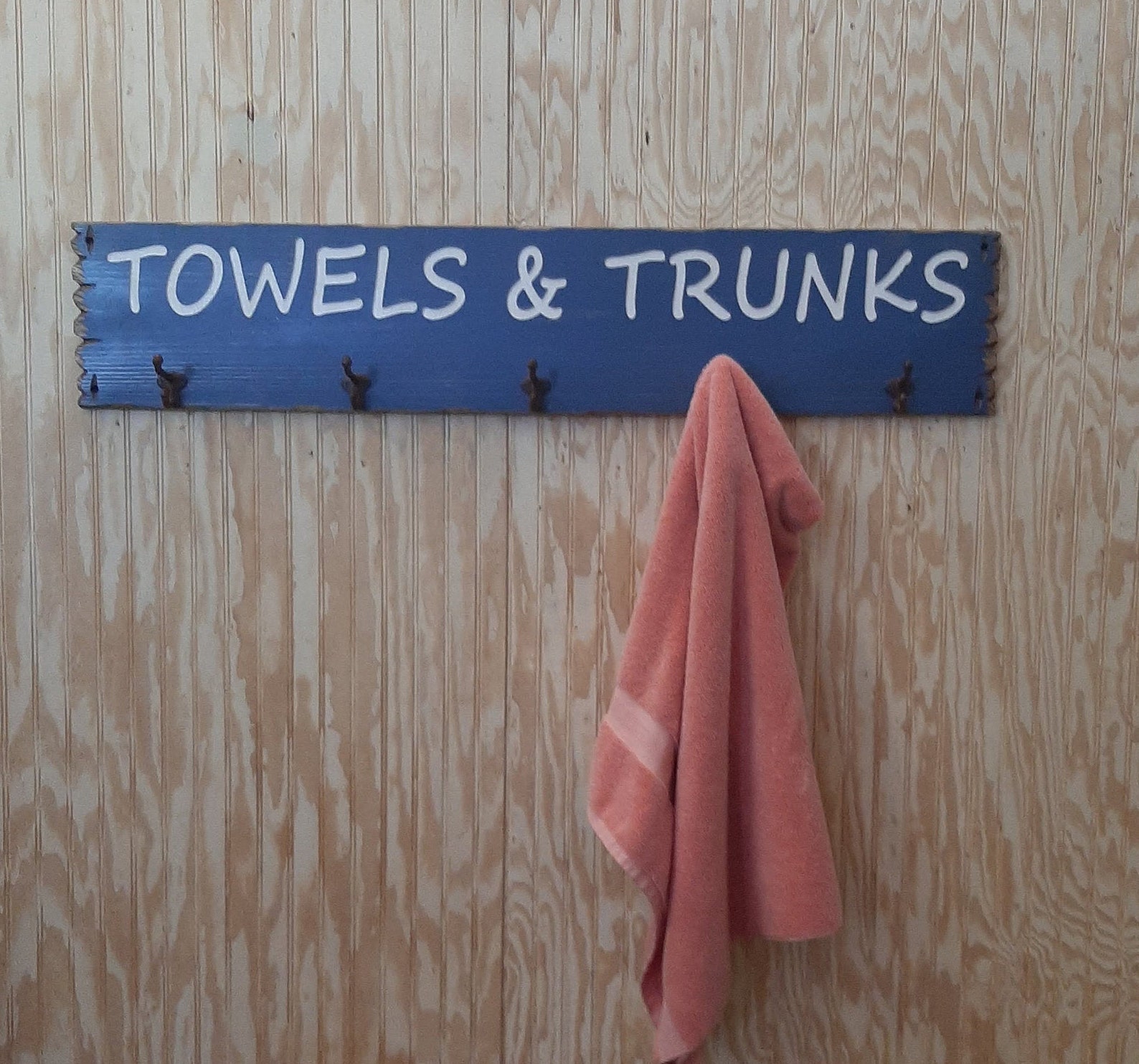 TOWELS & TRUNKS Towel Rack Rustic Carved Wood Sign Swimming Etsy