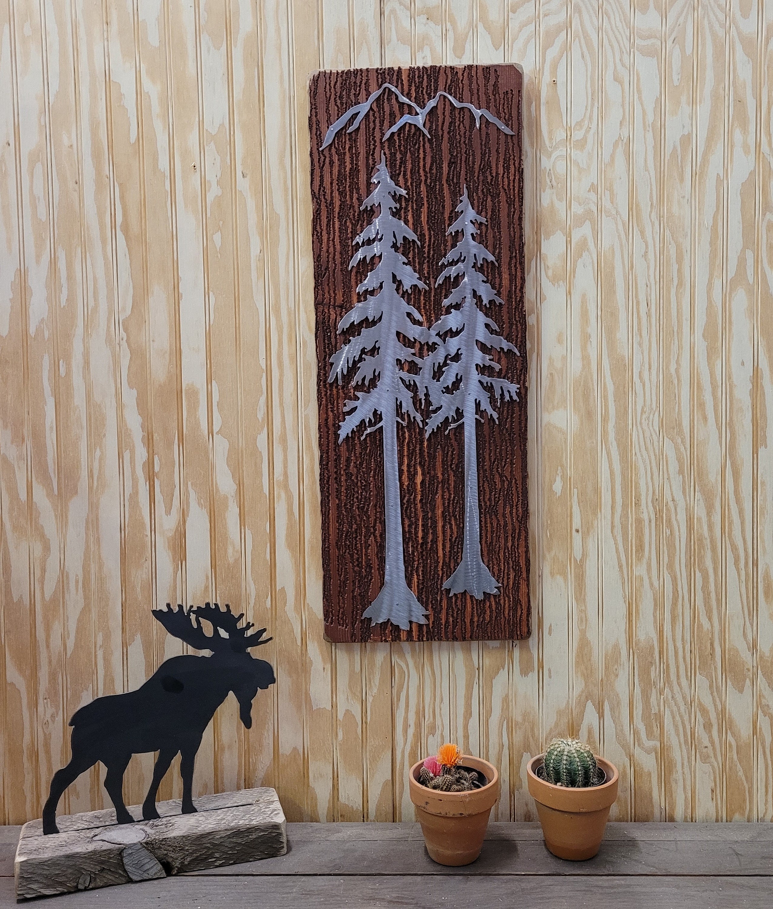 Metal Tree Art/rustic/wood/cabin/home/décor/lodge/wall - Etsy