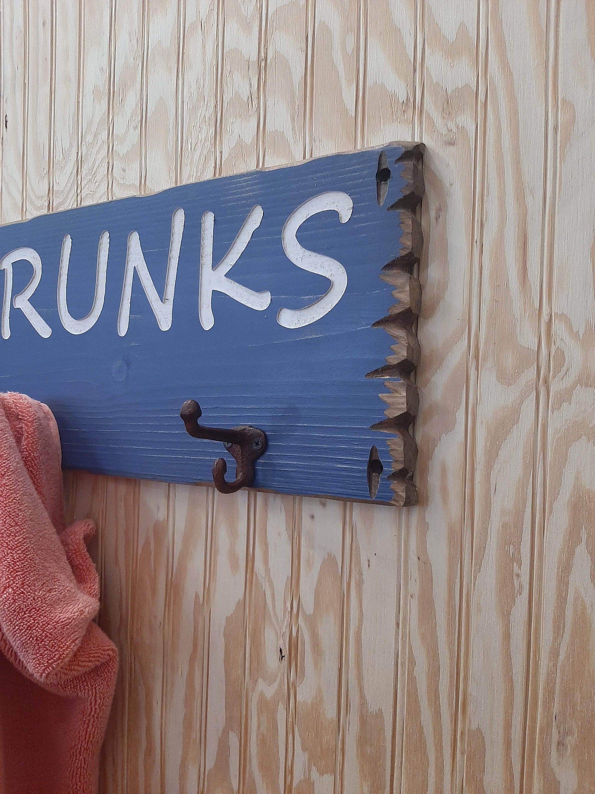 TOWELS & TRUNKS Towel Rack Rustic Carved Wood Sign Swimming Etsy