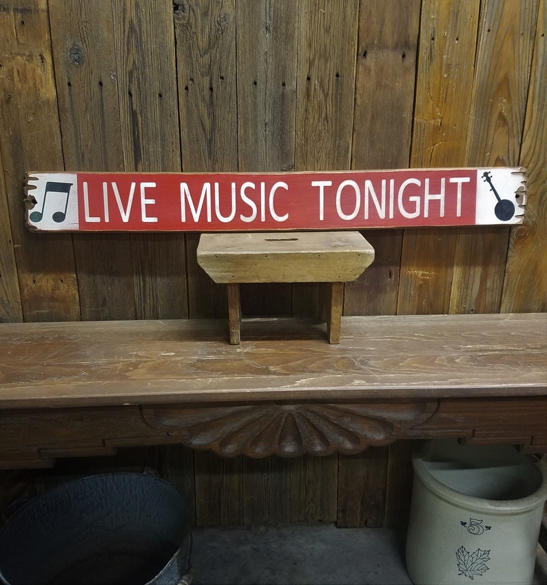 LIVE MUSIC TONIGHT with Banjo/Rustic Wood Sign/Bluegrass Etsy