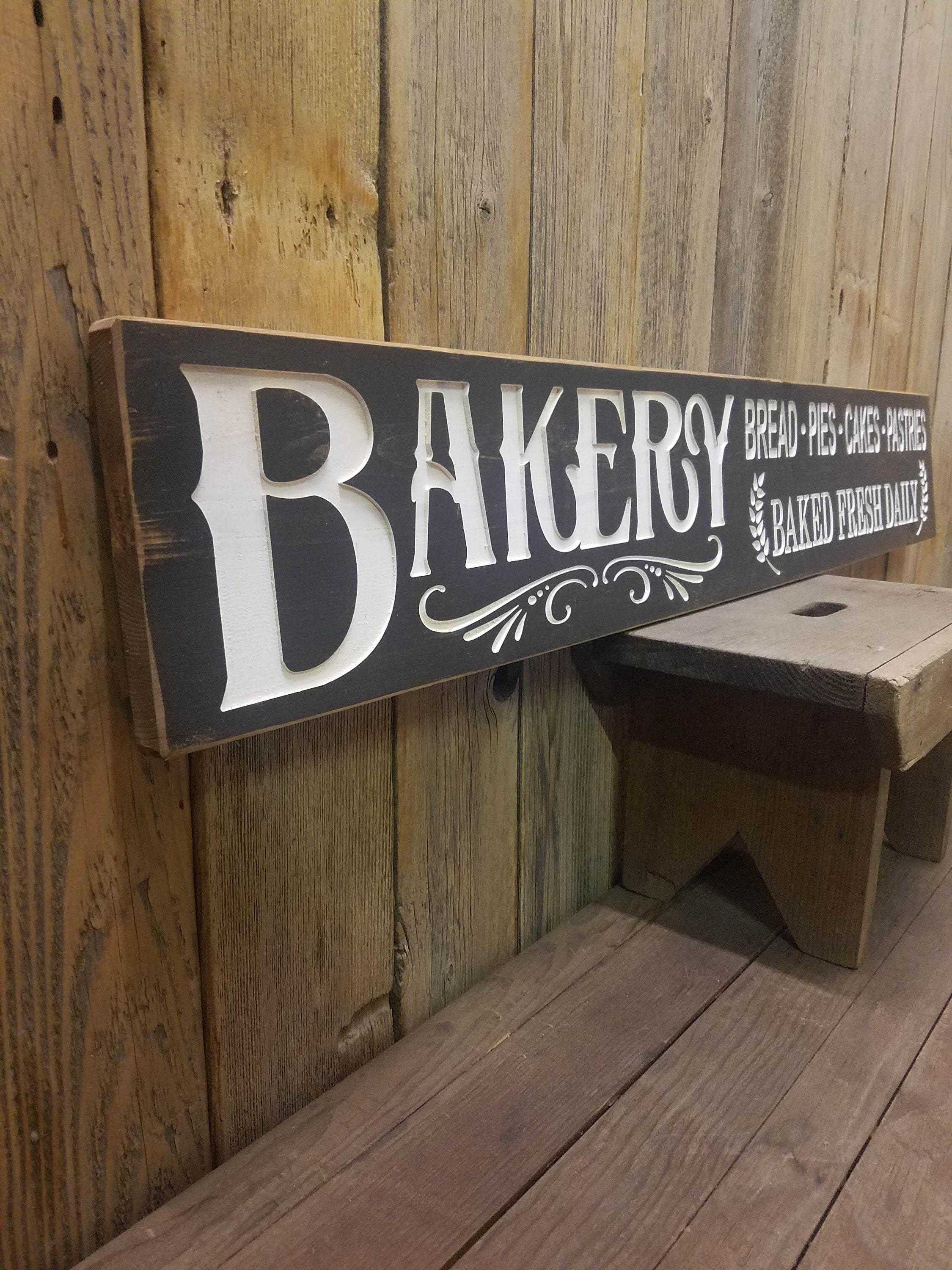 Bakery Rustic Carved Wood Sign, Farmhouse Signs, Kitchen décor, Farmers