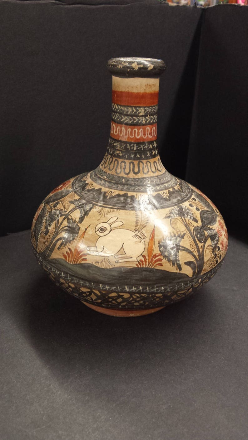 Vase Amado Galvan tonola Burninshed Pottery Mexico