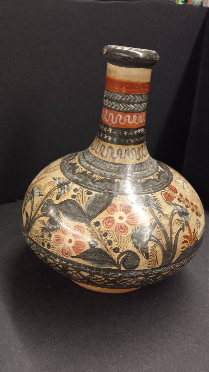 Vase Amado Galvan tonola Burninshed Pottery Mexico