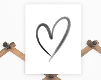 Herz-Druck, digitaler Download, Jahrestagsgeschenk, Geschenk für sie, Home Decor, Valentinstag Druck, Aquarell Herz, Liebe Druck