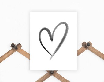 Heart Print, Digital Download, Watercolor Art, Printable Wall Art, Nursery Decor, Minimalist Home Decor, Heart Wall Art, Heart Printable