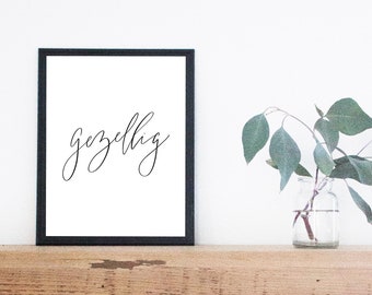 Gezellig Print, Dutch Wall Art, Hygge Digital Download, Minimalist Print, Netherlands Wall Art, Simple Home Decor, Lettered Art