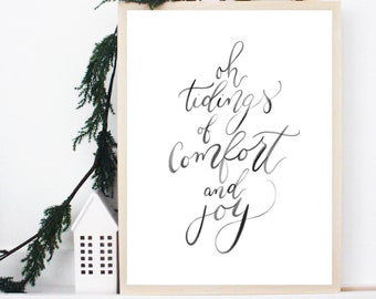 Tidings of Comfort & Joy Print, Digital Download, Holiday Decor, Printable Christmas Decor, Minimalist Christmas Wall Art, Instant Download