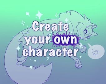 Cat Character Base - Digital DIY Customizable Art / Coloring Sheet