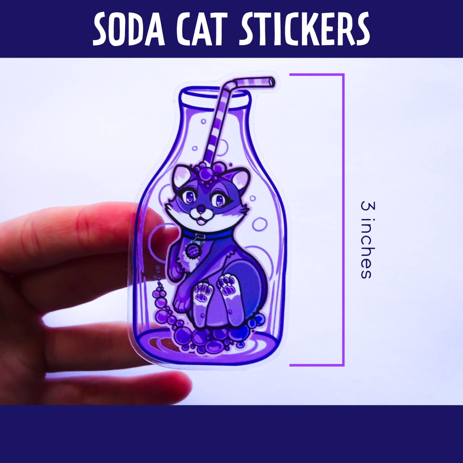 Grape Soda Cat Sticker Transparent Dye Cut | Etsy