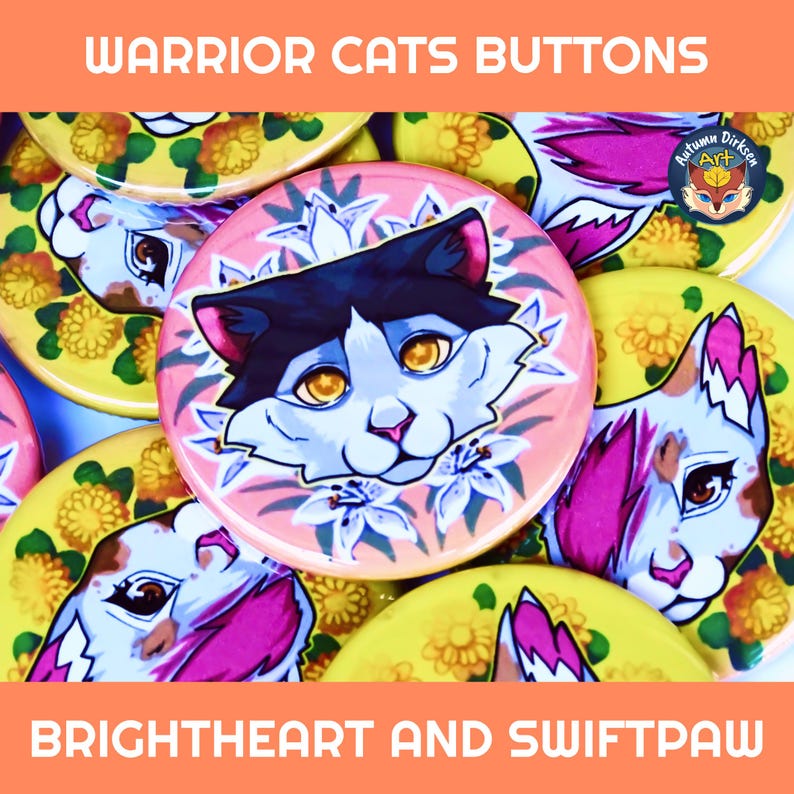 War Cats Button Pack - Brightheart and Swiftpaw - Etsy Australia
