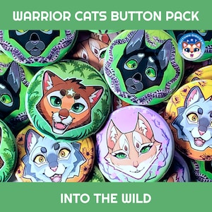 ウォーキャッツ ボタンパック - INTO THE WILD - ファイアスター、サンドストーム、グレイストライプ、レイヴンポー