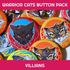War Cats Button Pack - VILLAINS - Ashfur, Mapleshade, Scourge, and Sol