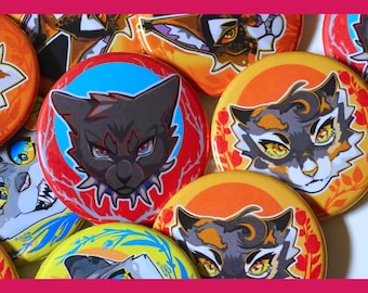 Paquete de botones de War Cats - VILLANOS: Ashfur, Mapleshade, Scourge y Sol