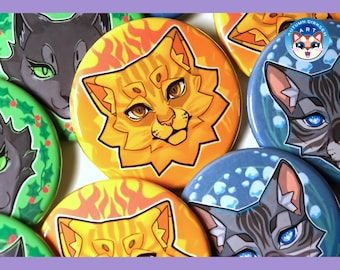 Paquete de botones de War Cats - PODER DE TRES - Jayfeather, Hollyleaf, Lionblaze