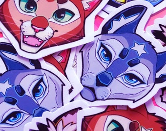 War Cats Art Stickers : Bluestar, Firestar, Sandstorm, Tallstar, Tigerstar, Scourge, Ashfur, Jayfeather, Hollyleaf, Brightheart, Lionblaze