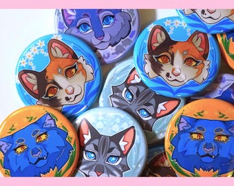 War Cats Button Pack - Medicine Cats - Cinderpelt, Yellowfang, Jayfeather, and Spottedleaf