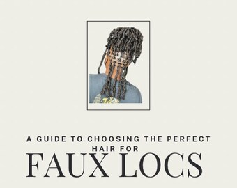 May include: A guide to choosing the perfect hair for faux locs. The image features a person with faux locs in a small framed photo. The text on the page reads "A Guide to Choosing the Perfect Hair for Faux Locs" and "By: Ieshanicole."