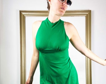 Vintage 70s Clover Green Bombshell Dress