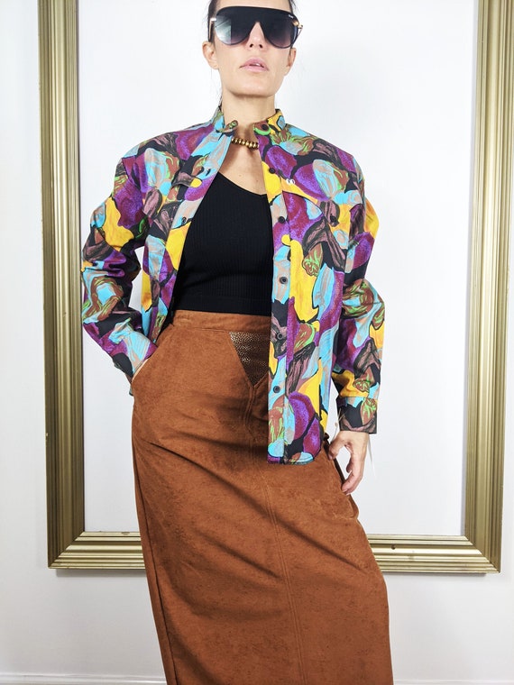 Vintage 80s Western Wear the Look Button up Shirt With Multi Color 