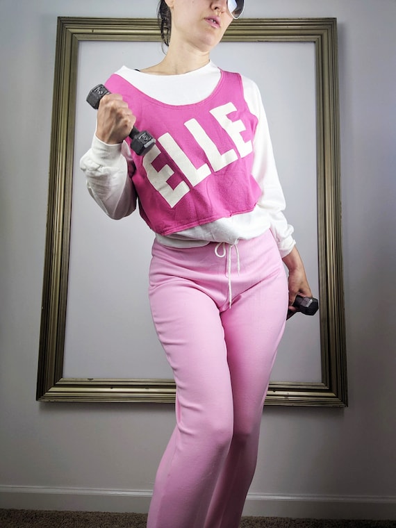 Vintage 80s Pink and White Elle Lightweight Workou