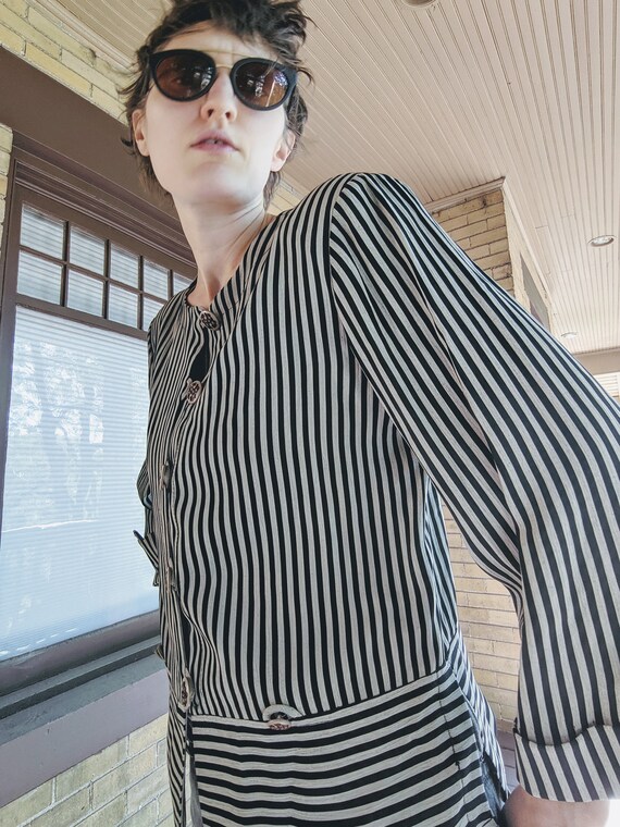 Vintage 80s Parisian Artist Striped Shirt/Jacket - image 2