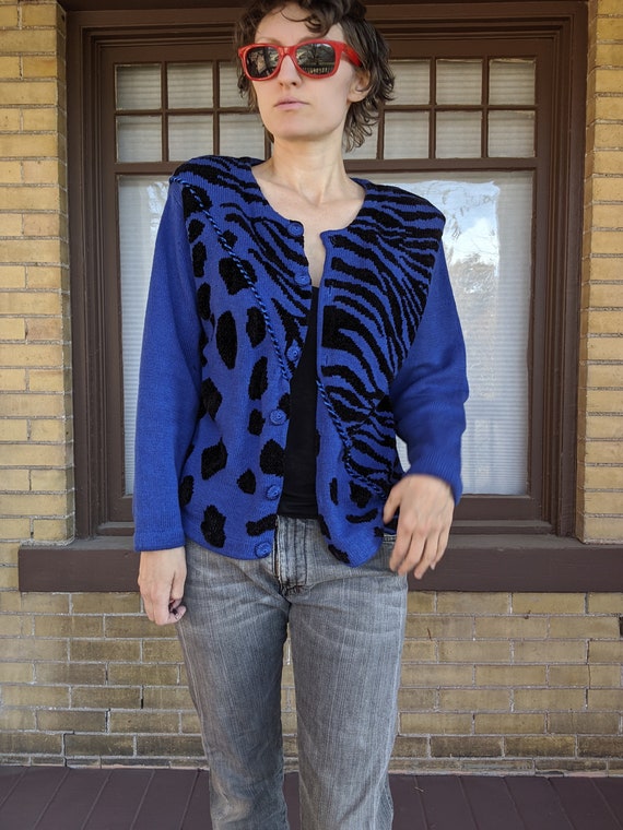 Vintage 80s Purple Tiger Sweater - image 2