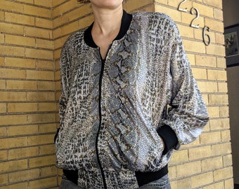 vintage des années 1980 Palm Desert Bomber Alligator Material Jacket