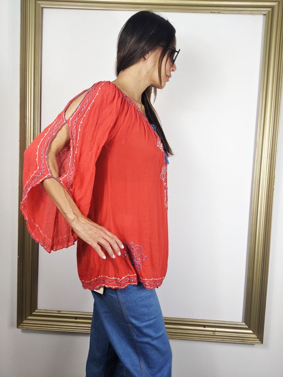 Vintage 70s Krista Lee Boho Hippie Peasant Blouse - image 3