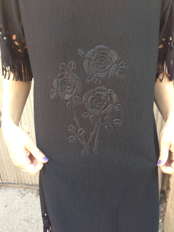 Vintage Boho Black Rose Dress - image 5