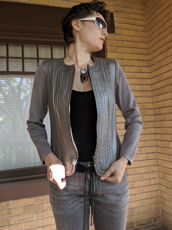 Vintage 80s Nygard Silver Leather Jacket